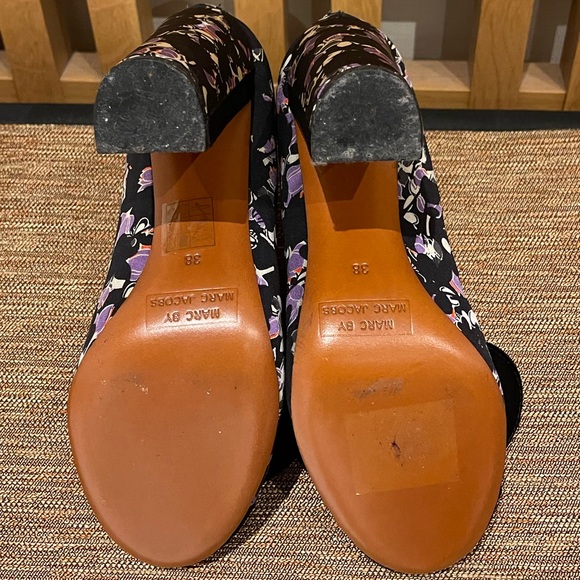 Marc By Marc Jacobs Suede Toe Tip With Printed Fabric Retro Style Shoes Size 8 - Picture 2 of 6